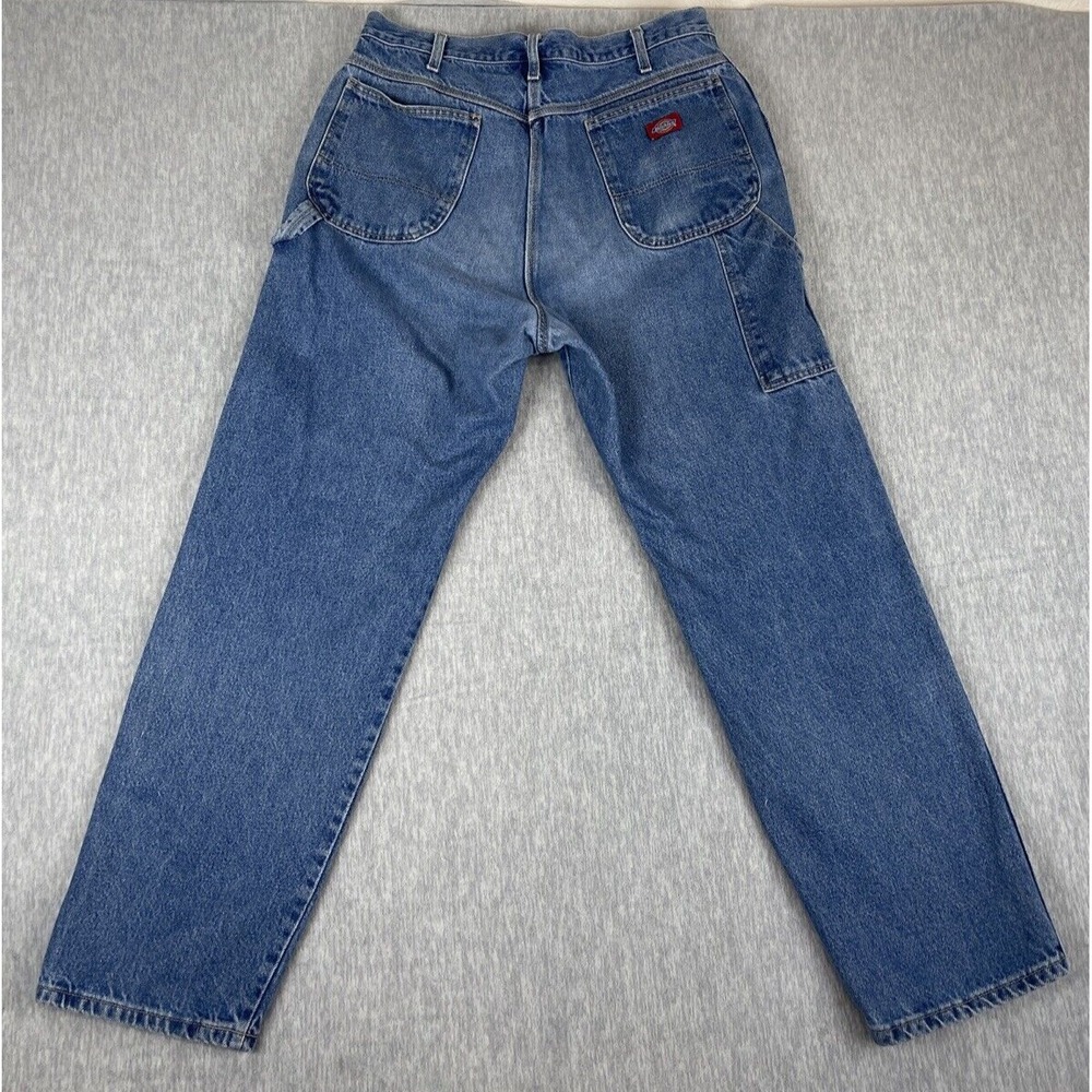Vintage Dickies Carpenter Y2K Dickies Denim Blue Jeans Logo Men's Size 36x30 - Picture 2 of 11